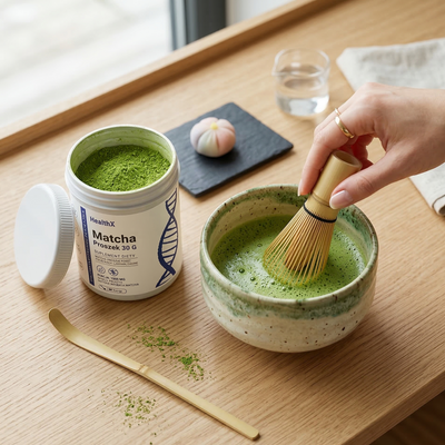 Matcha w proszku — naturalna energia bez drżenia rąk. Ceremonialna jakość, codzienny rytuał.